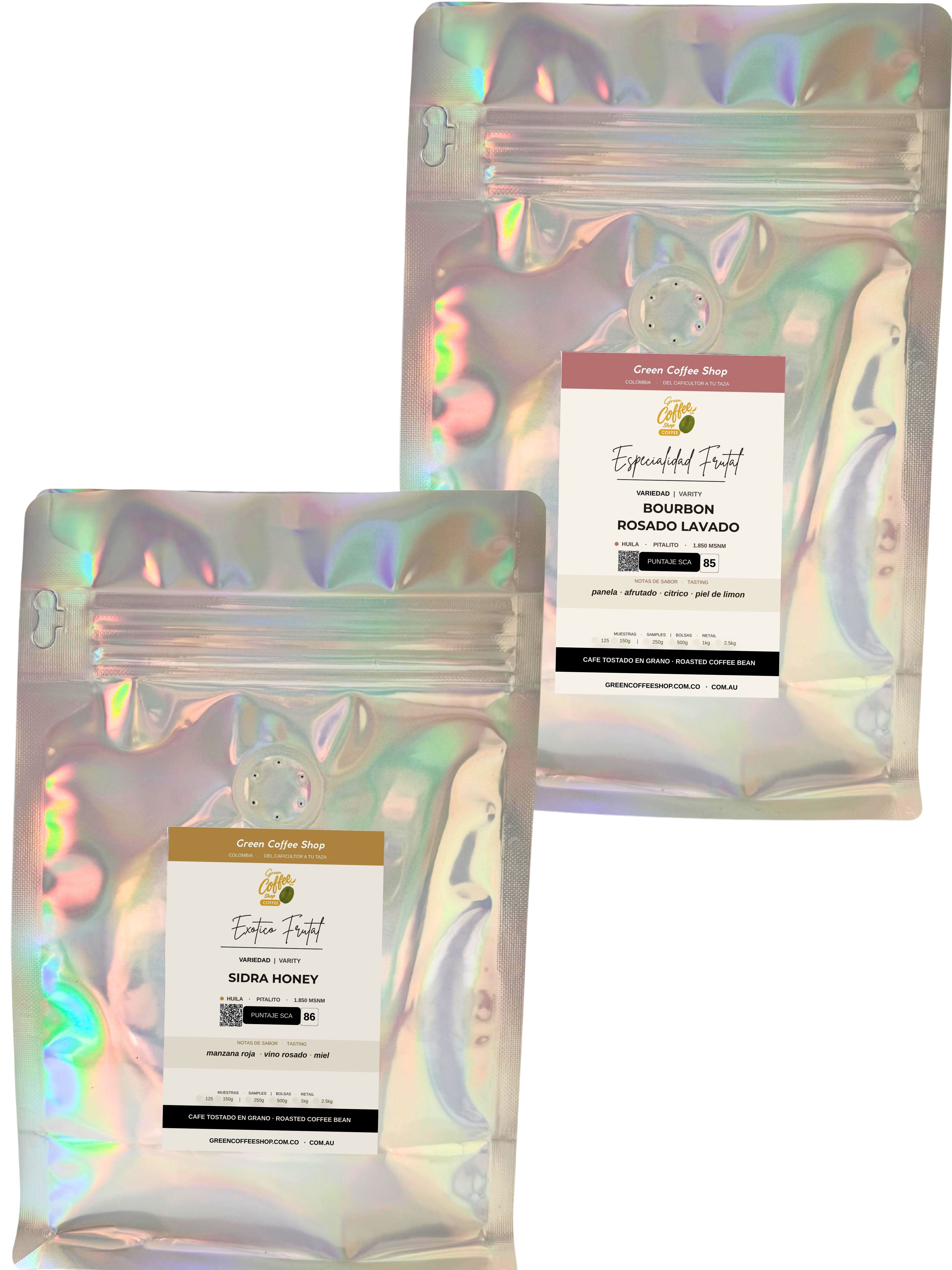 Kit Degustación Café de Especialidad: Bourbon Rosado & Sidra Honey (300g)
