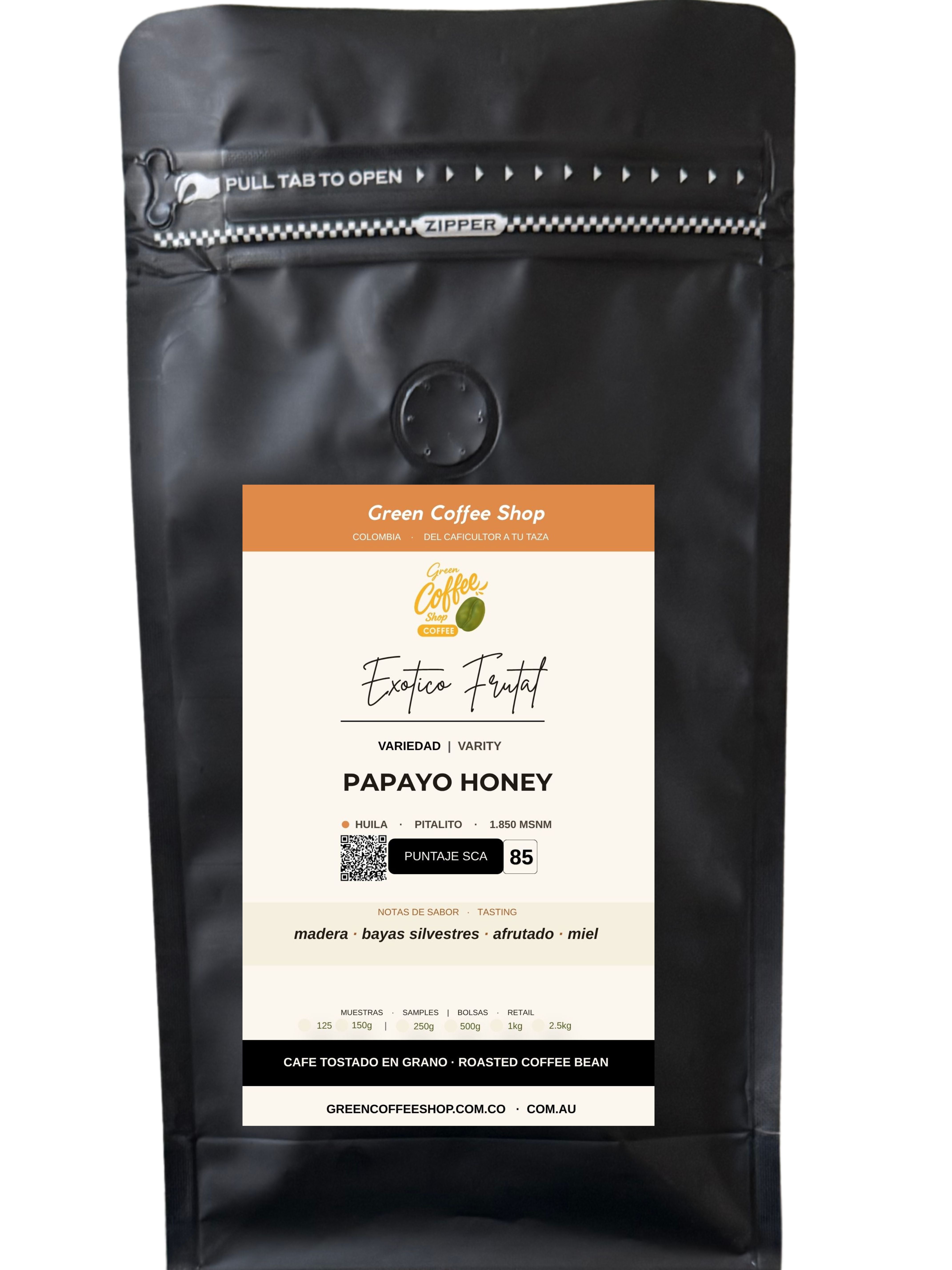 Café Papayo Honey - Tostado de Especialidad - Huila, Colombia